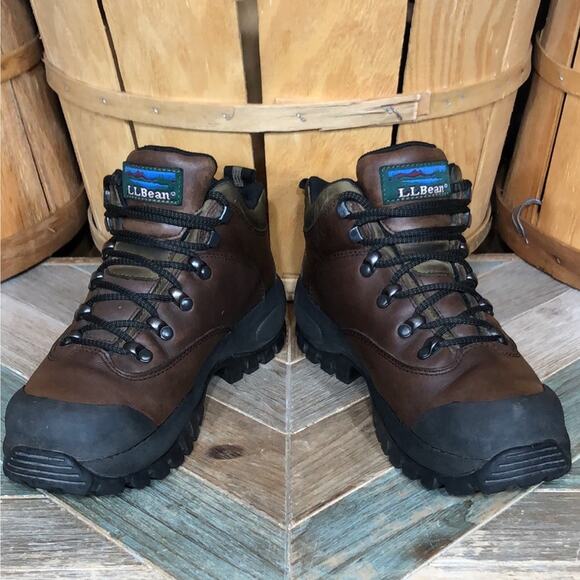 L.L. Bean GTX Brown Leather Goretex Waterproof Vibram Hiking Boots Womens 6.5 - Picture 6 of 10
